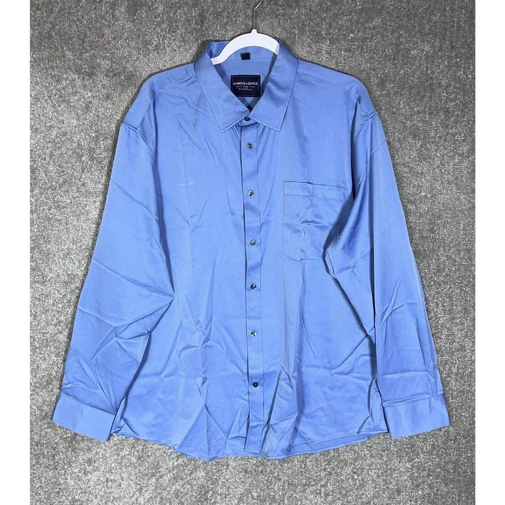 Alimens & Gentle Flex Luxury Style Button Up Dress Shirt Mens Size 2XL‎ Pocket